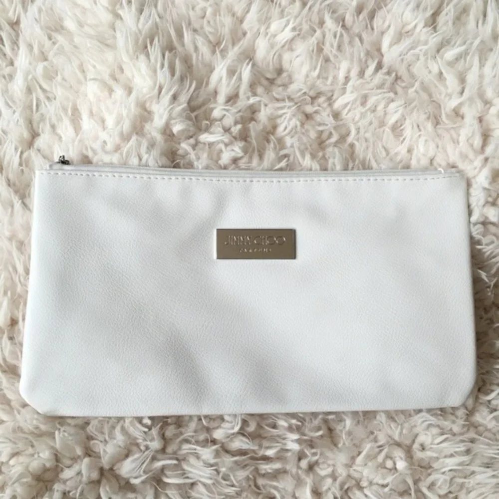 Jimmy Choo Parfums White & Gold Makeup Pouch, Cosmetic Travel Bag / Purse Clutch